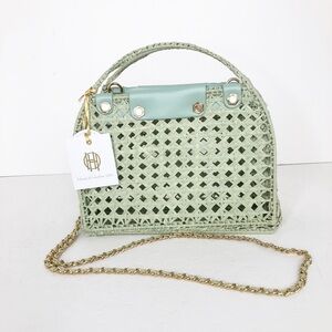 House of Harlow 1960 green hand woven Crossbody handbag